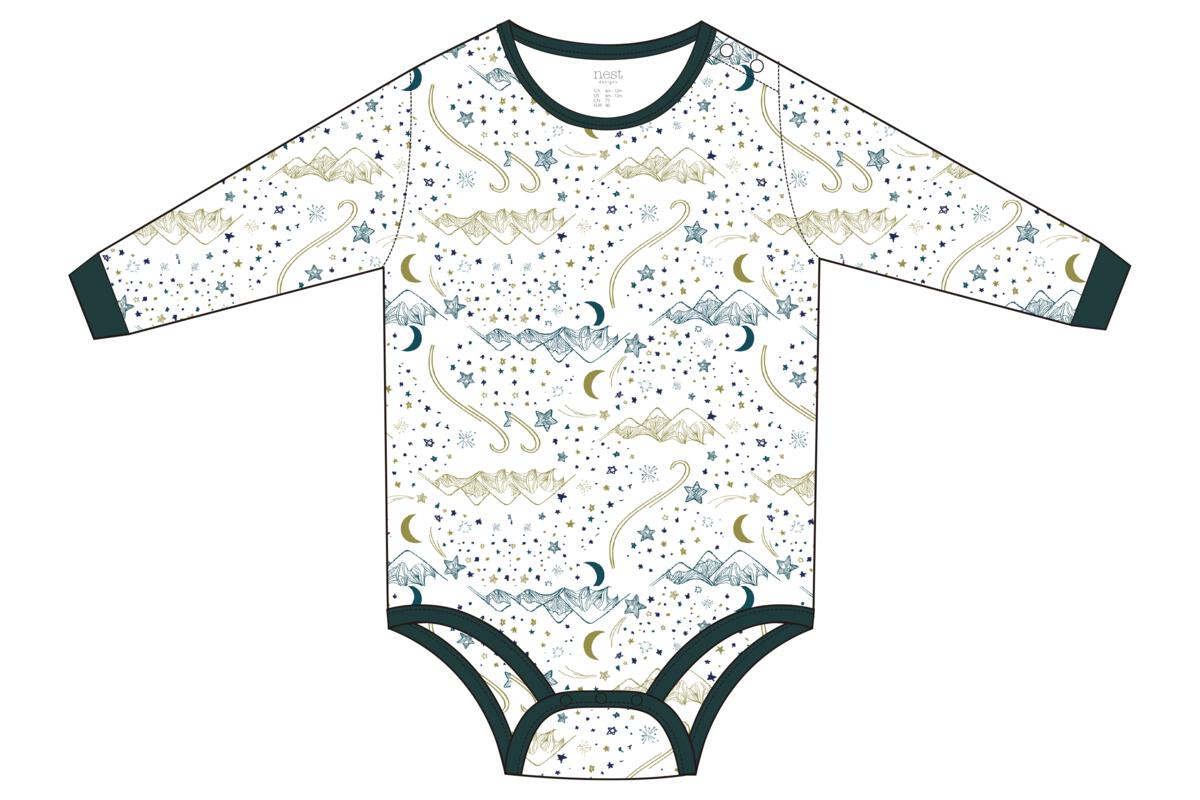 Nest Designs Long Sleeve Onesie (Organic Cotton) - Stars White