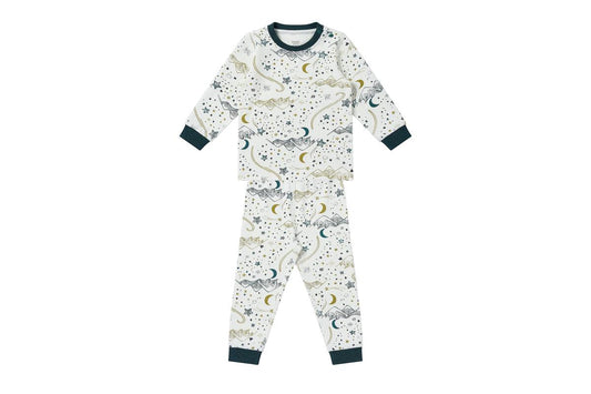 Nest Designs Long Sleeve Two-Piece Pj Set (Organic Cotton) - Stars White