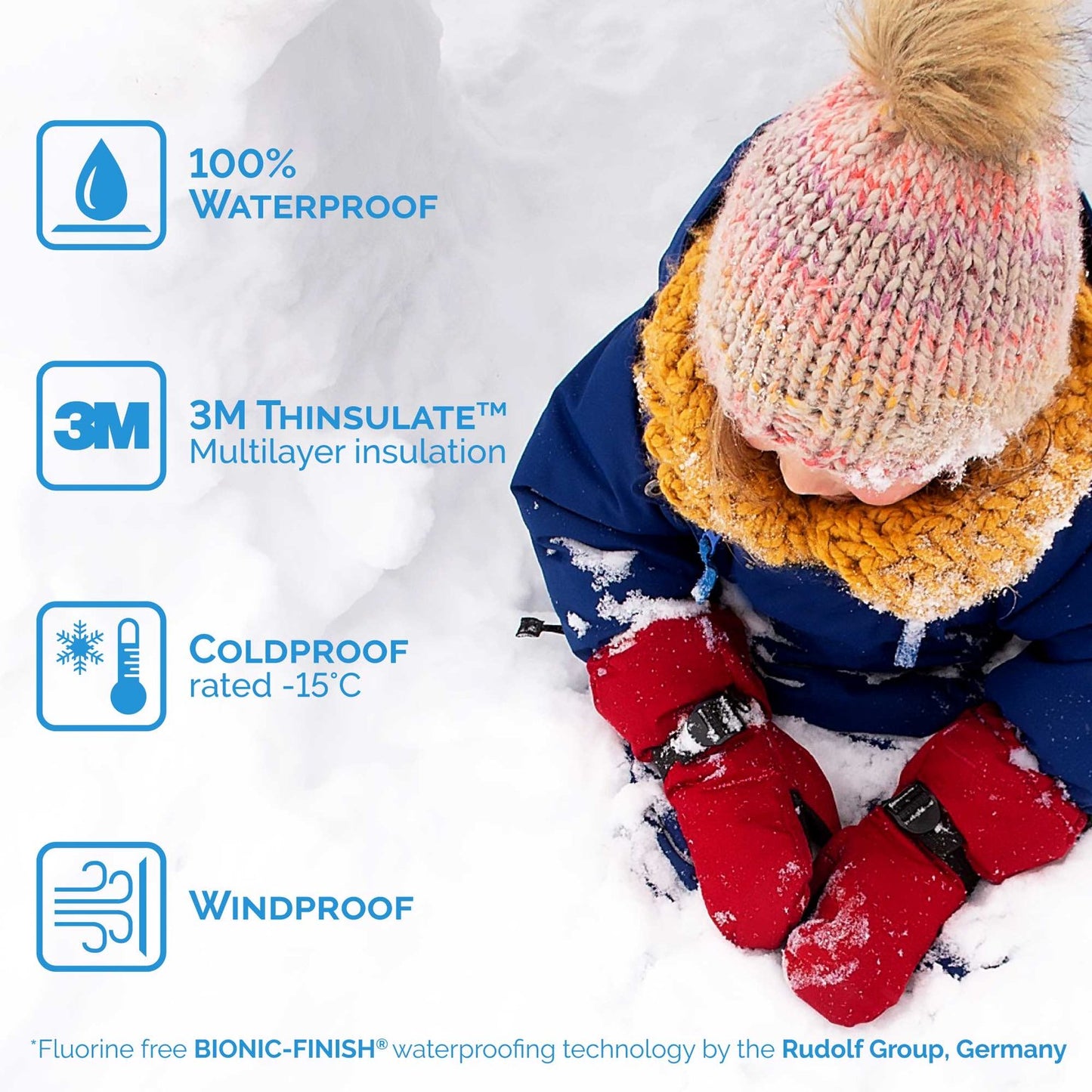 Jan and Jul Kids waterproof snow mitten