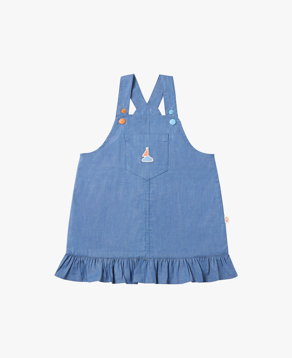 Petite Revery Denim Dress Overalls - Sky