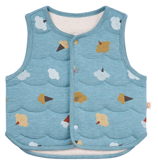 Petite Revery Quilted Reversible Vest - Cloudy Cottoncandy