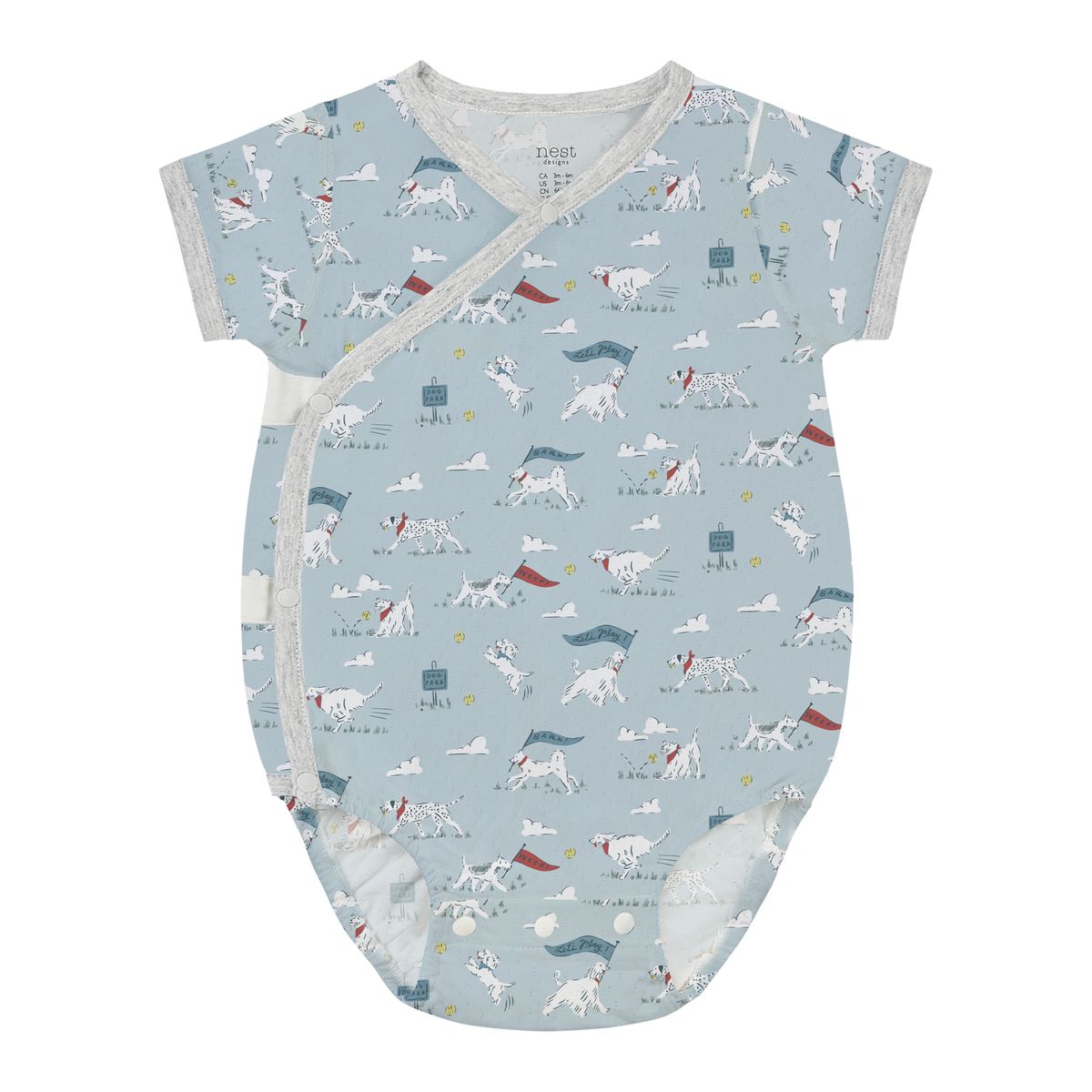 Nest Designs Short Sleeve Kimono Onesie - Puppy Park