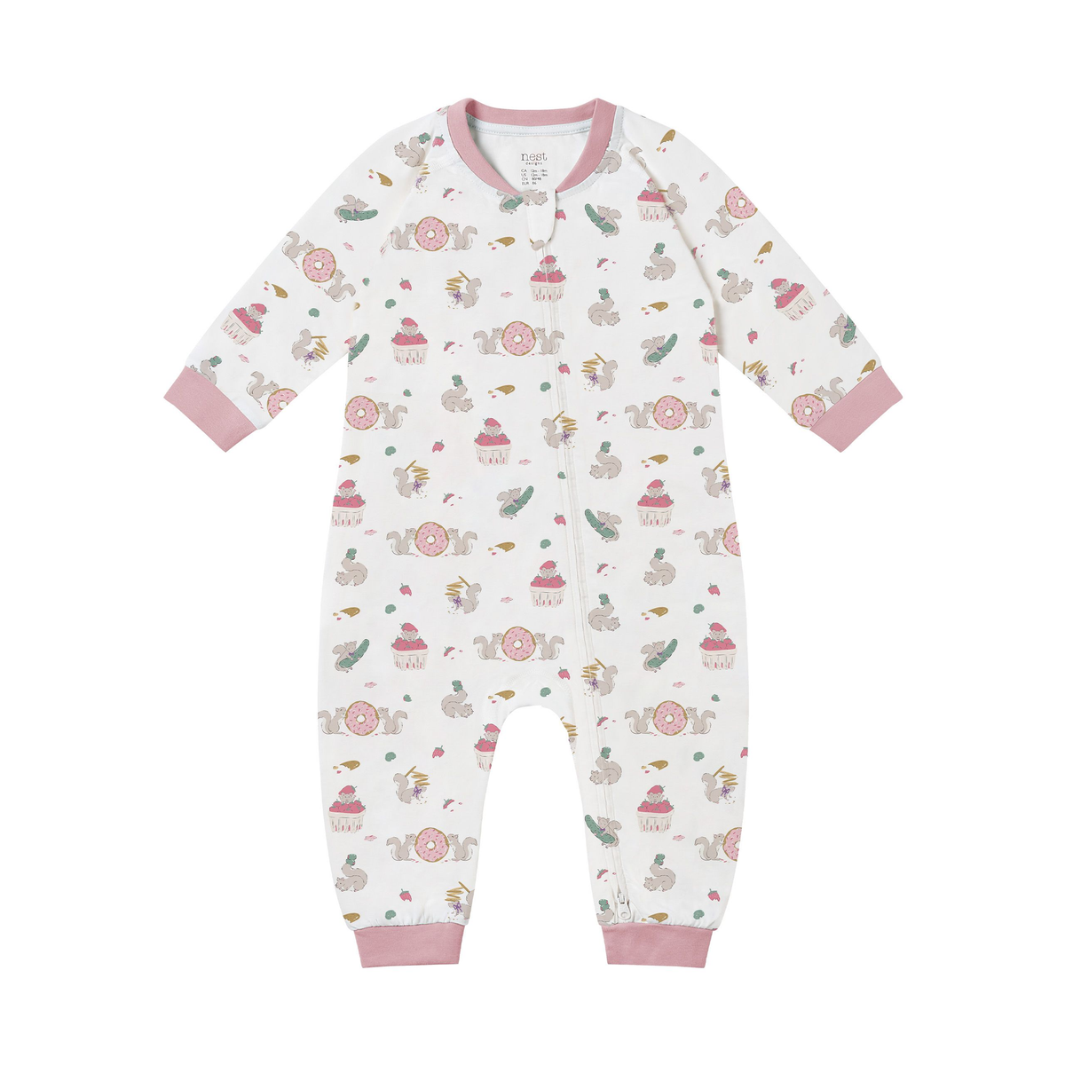 Nest Design Long Sleeve Footless Sleeper (Organic Cotton) - Very Squirrelly