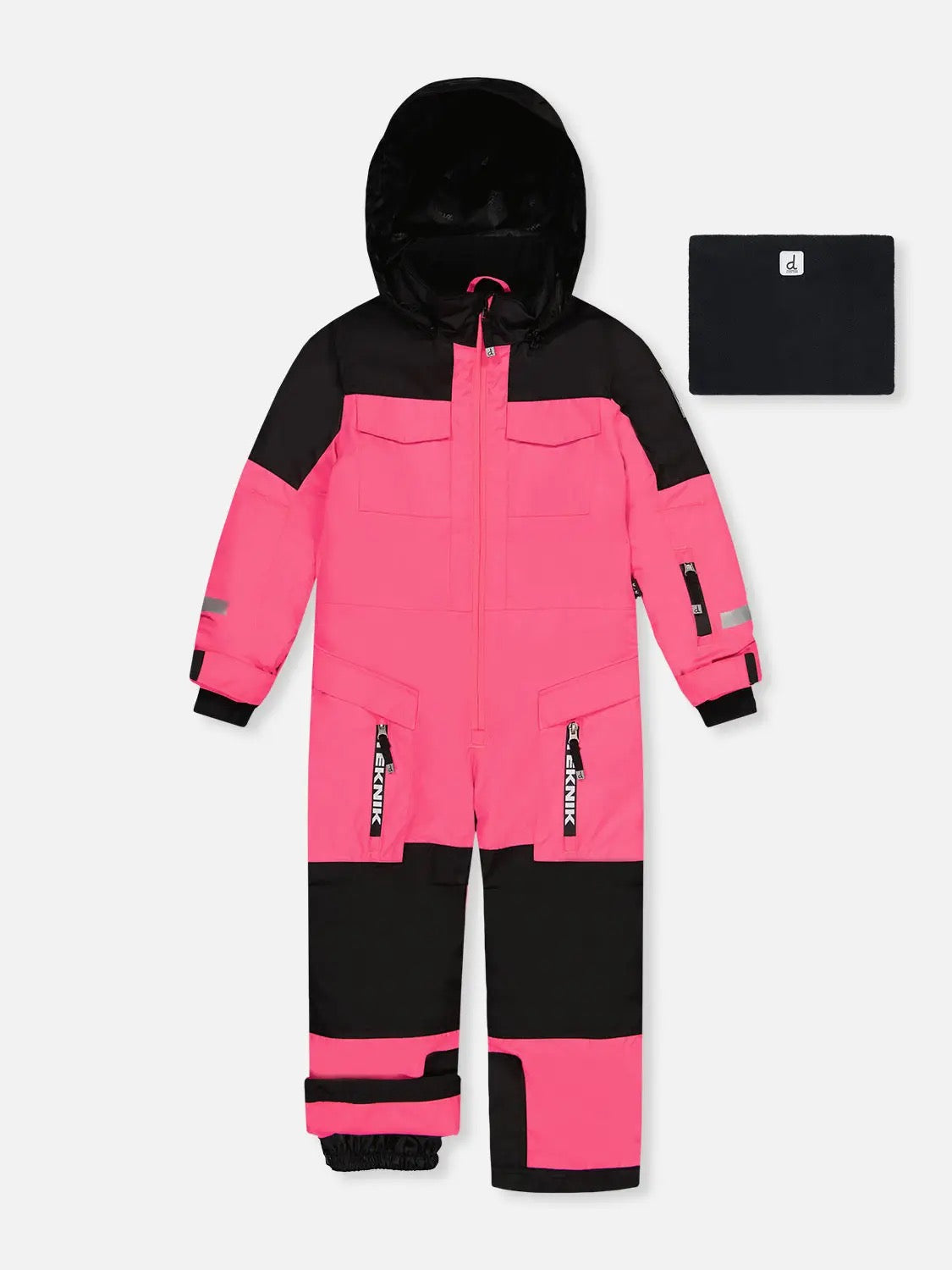 DEUX PAR DEUX Kids One Piece Teknik Snowsuit Bright Orange and Blue