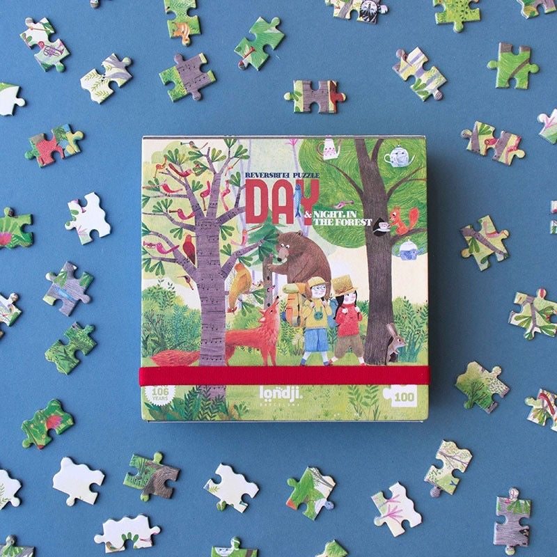 LONDJI  Pocket Puzzle - Night & Day in the Forest Reversible Puzzle