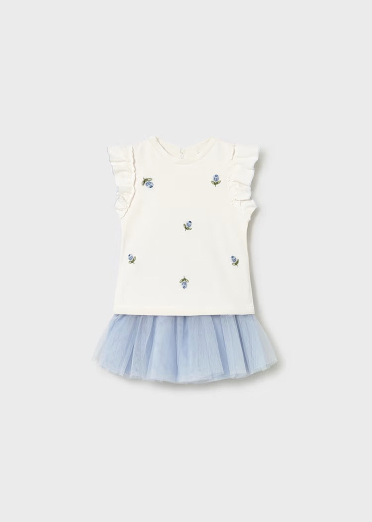 Mayoral Baby Tulle Skirt and Ruffled T-shirt Set