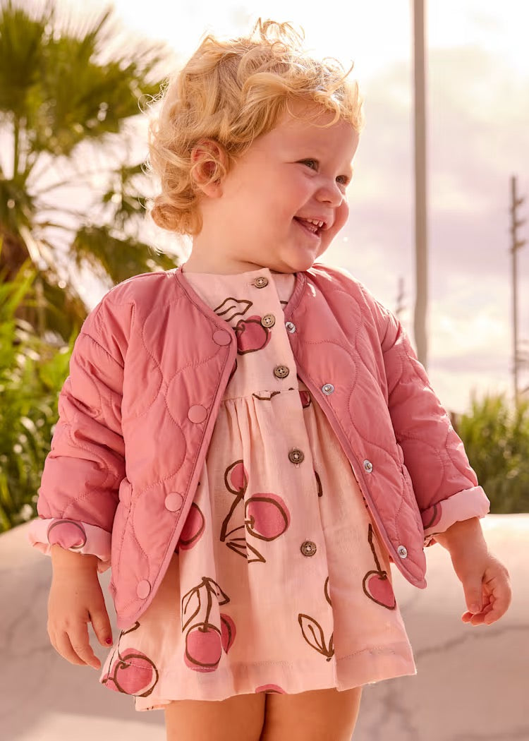 Mayoral Baby Print Reversible Quilted Windbreaker (Blush)