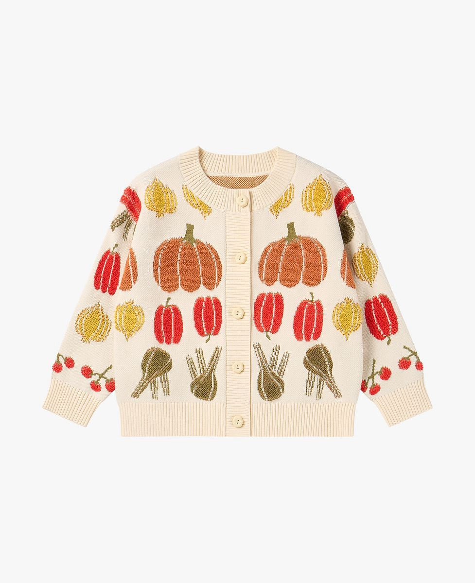 Petite Revery Veggie Jacquard Cardigan - Veggie Tales