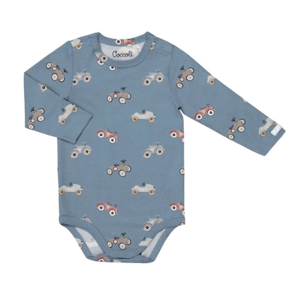 Coccoli Modal Romper in Cars On Steel Blue - product photo