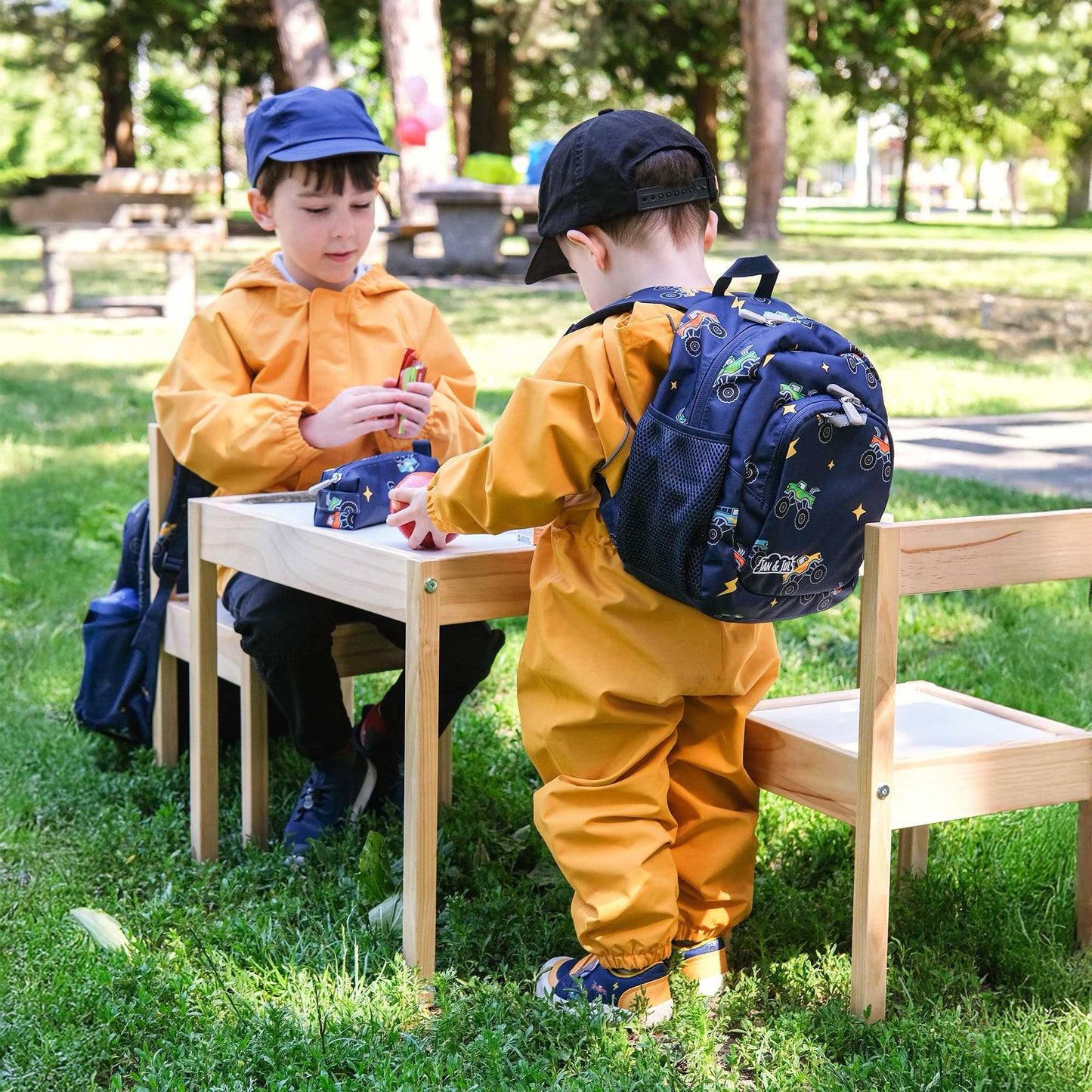 Jan and Jul  | Little Xplorers Mini Preschool Backpack - Big Trucks