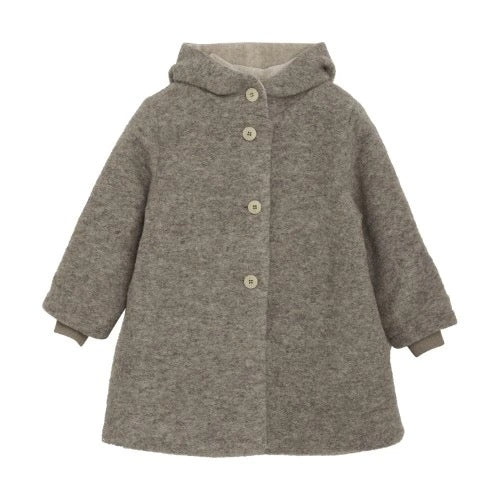 Huttelihut Coat Hood Wool W. Lining - Camel Melange