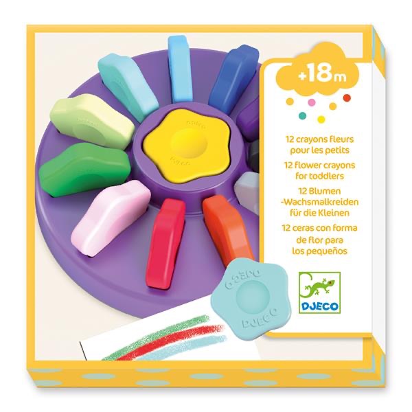 Djeco 12 Flower Crayons for Toddlers