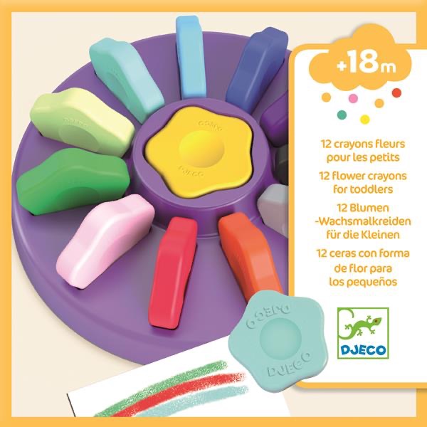 Djeco 12 Flower Crayons for Toddlers