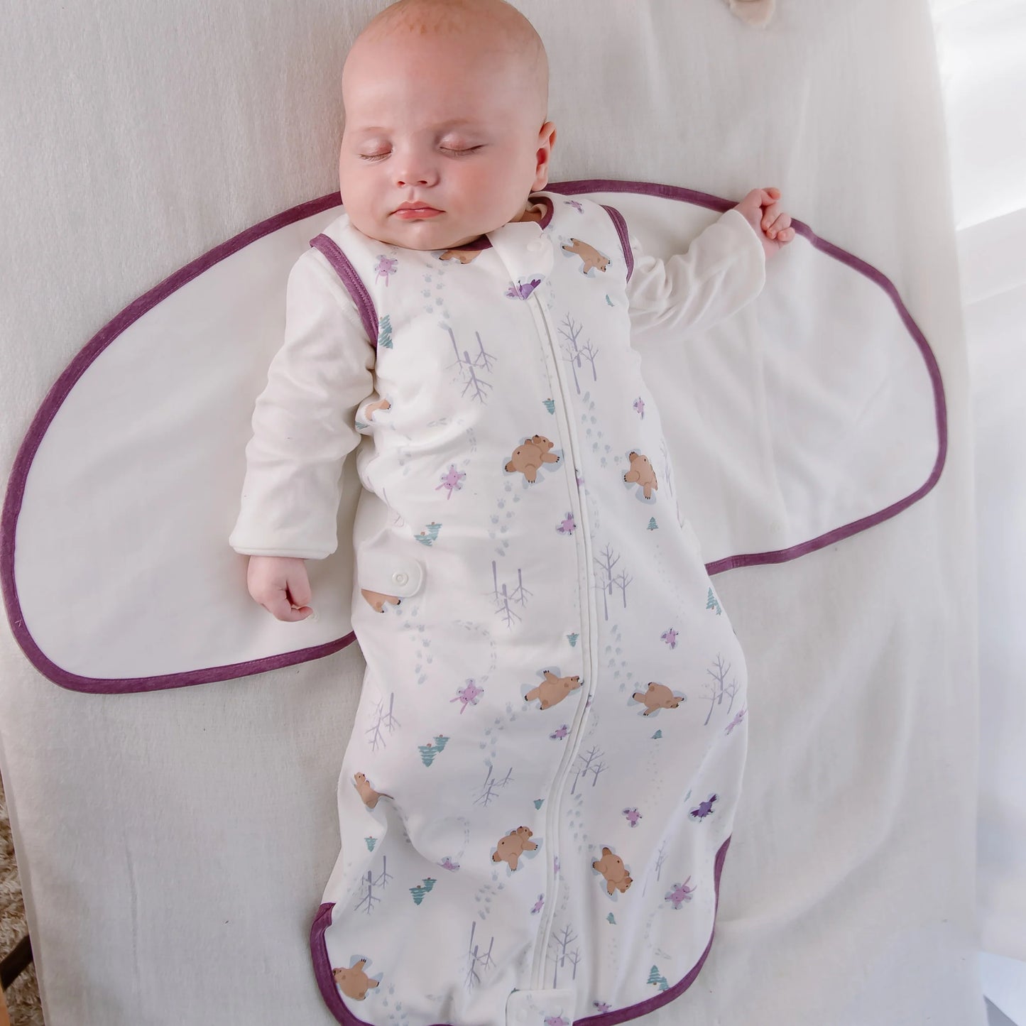 Nest Designs Swaddle Sleep Bag Set 0.5 TOG (Organic Cotton) - Snow Angels