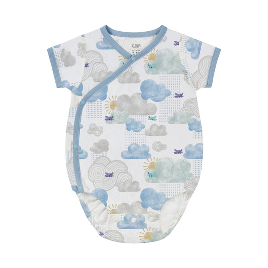 Nest Designs Short Sleeve Kimono Onesie - Fluffy Puffs