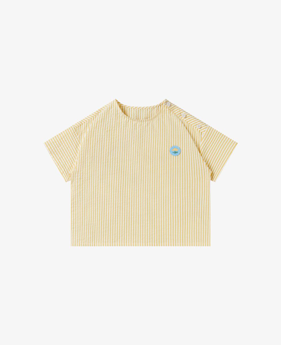 Petite Revery  Seersucker Cotton Short Sleeve Top - Sunny Stripe