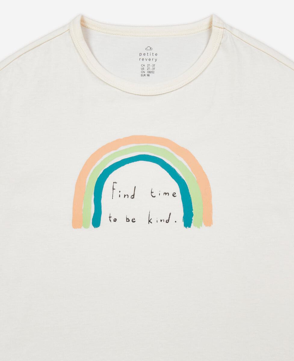 Petite Revery Rainbow Long Sleeve Drop Shoulder Tee - Vanilla