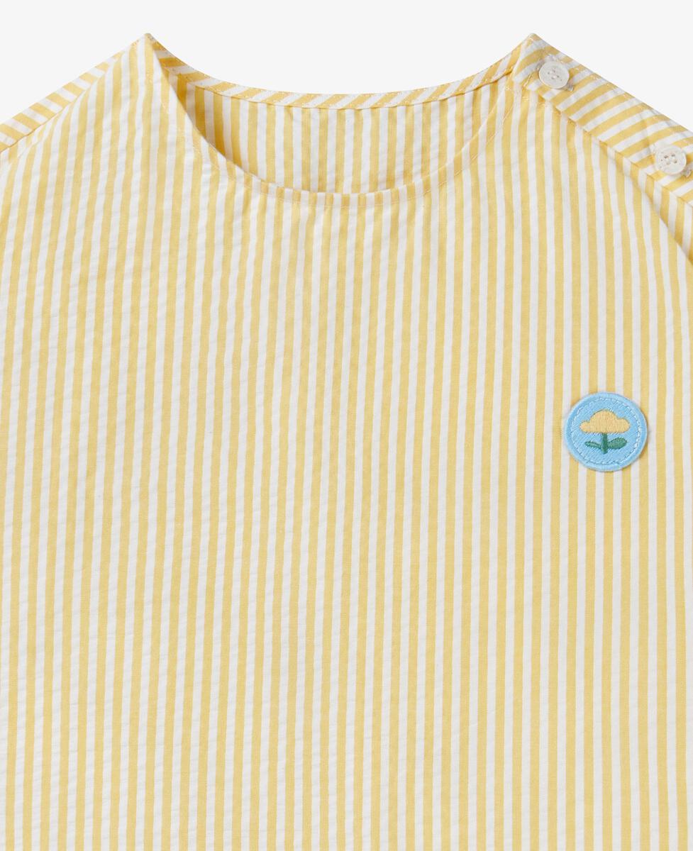 Petite Revery  Seersucker Cotton Short Sleeve Top - Sunny Stripe