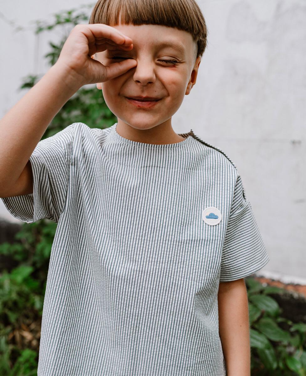 Petite Revery  Seersucker Cotton Short Sleeve Top - Seabreeze Stripe (Seersucker-Cotton-Short-Sleeve-Top-Seabreeze-Stripe)