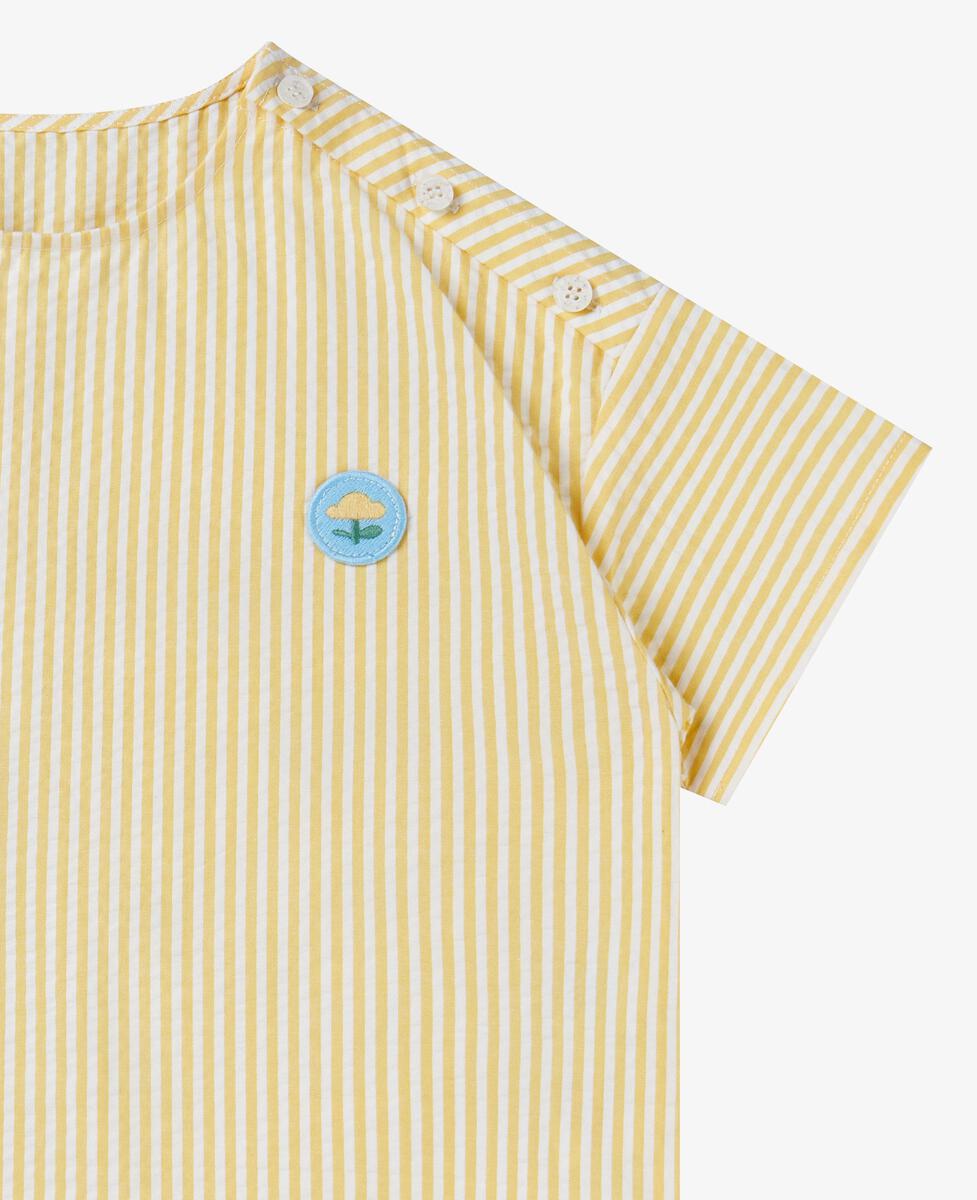 Petite Revery  Seersucker Cotton Short Sleeve Top - Sunny Stripe