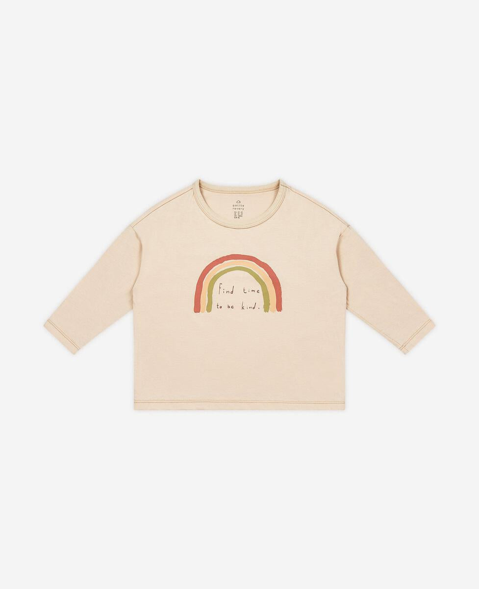 Petite Revery Rainbow Long Sleeve Drop Shoulder Tee - Sand (Rainbow-Long-Sleeve-Drop-Shoulder-Tee-Sand)