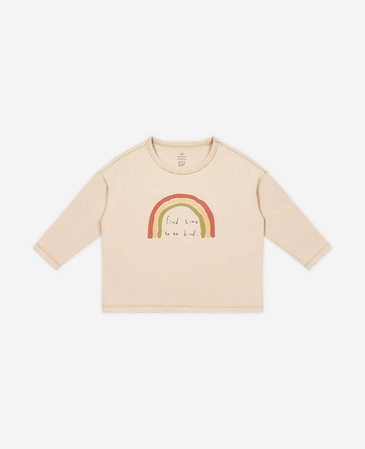 Petite Revery Rainbow Long Sleeve Drop Shoulder Tee - Sand (Rainbow-Long-Sleeve-Drop-Shoulder-Tee-Sand)