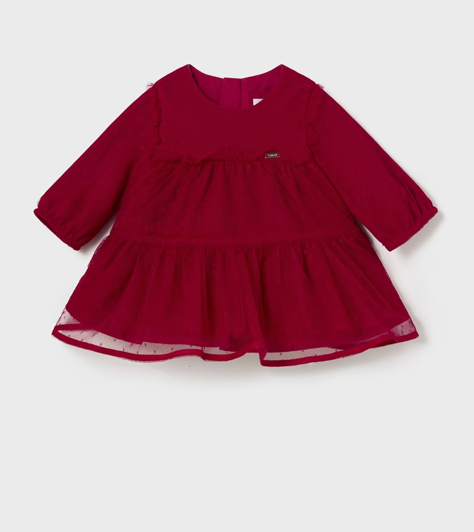 Mayoral Tulle dress newborn baby girl red