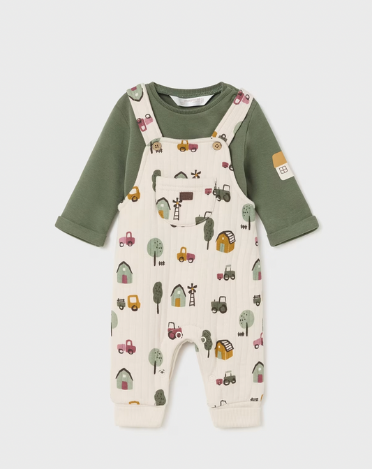 Mayoral 2 piece  Printed dungarees and t-shirt set newborn baby boy