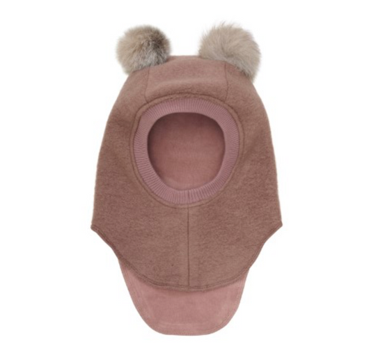 Huttelihut  BALACLAVA WOOL ALPACA POMPOMS - BURLWOOD