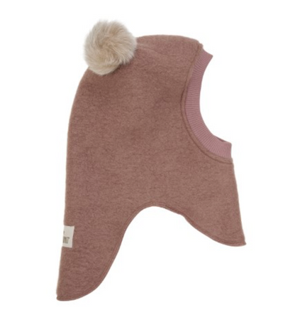 Huttelihut Balaclava Wool Alpaca Pompoms - Burlwood - product photo