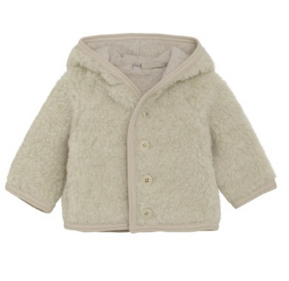 Huttelihut Pixie Wool Teddy Jacket with Lining in Cement - product photo