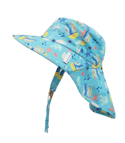 Zoocchini UPF50+ Baby-Toddler Cape Sun Hat in Jellyfish - product photo