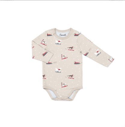 Coccoli Modal Romper in Ski Dogs On Oatmilk - product photo