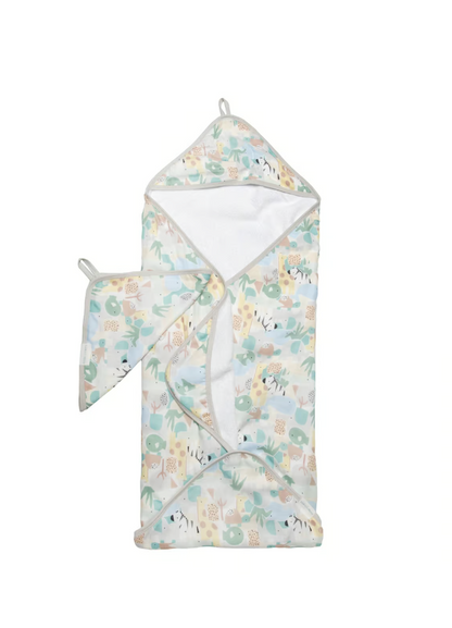 Loulou Lollipop Hooded Towel Set in Animal puzzle - product photo