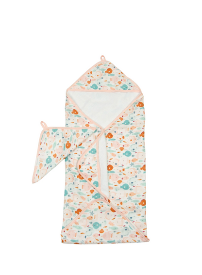 Loulou Lollipop Hooded Towel Set in Sun-Kissed Shoal - product photo