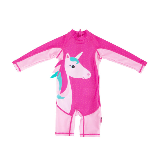 ZOOCCHINI Baby + Toddler UPF50+ Rashguard One Piece Swimsuit Unicorn