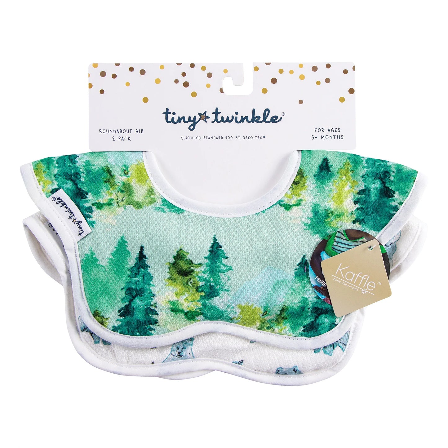 TINY TWINKLE Kaffle Roundabout Bib 2PK - Forest Set