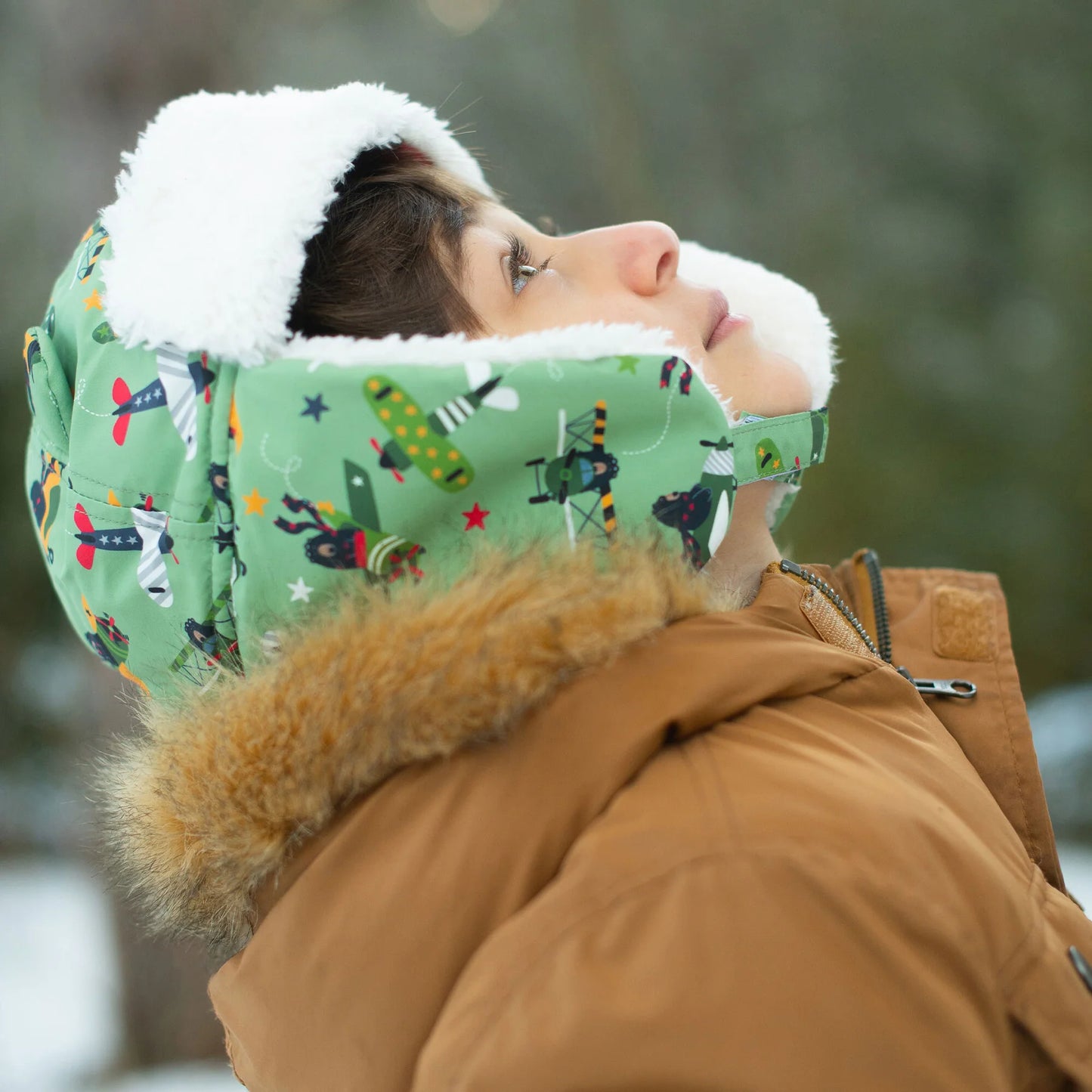 Water Repellent Trapper Hat - Black Bear Green