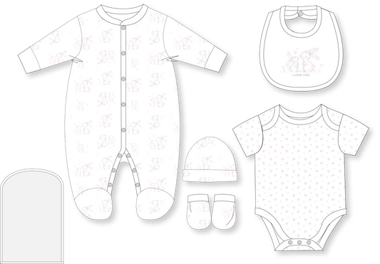 ROSE TEXTILE Girls 5 Piece Multipack Set-Bunny