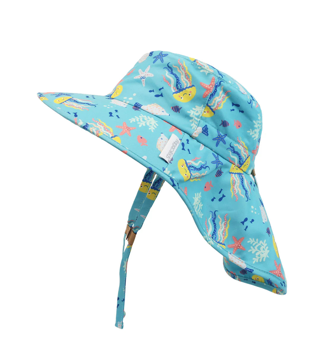 FLAPJACKKIDS Sun Hat with Neck Cape - Jellyfish