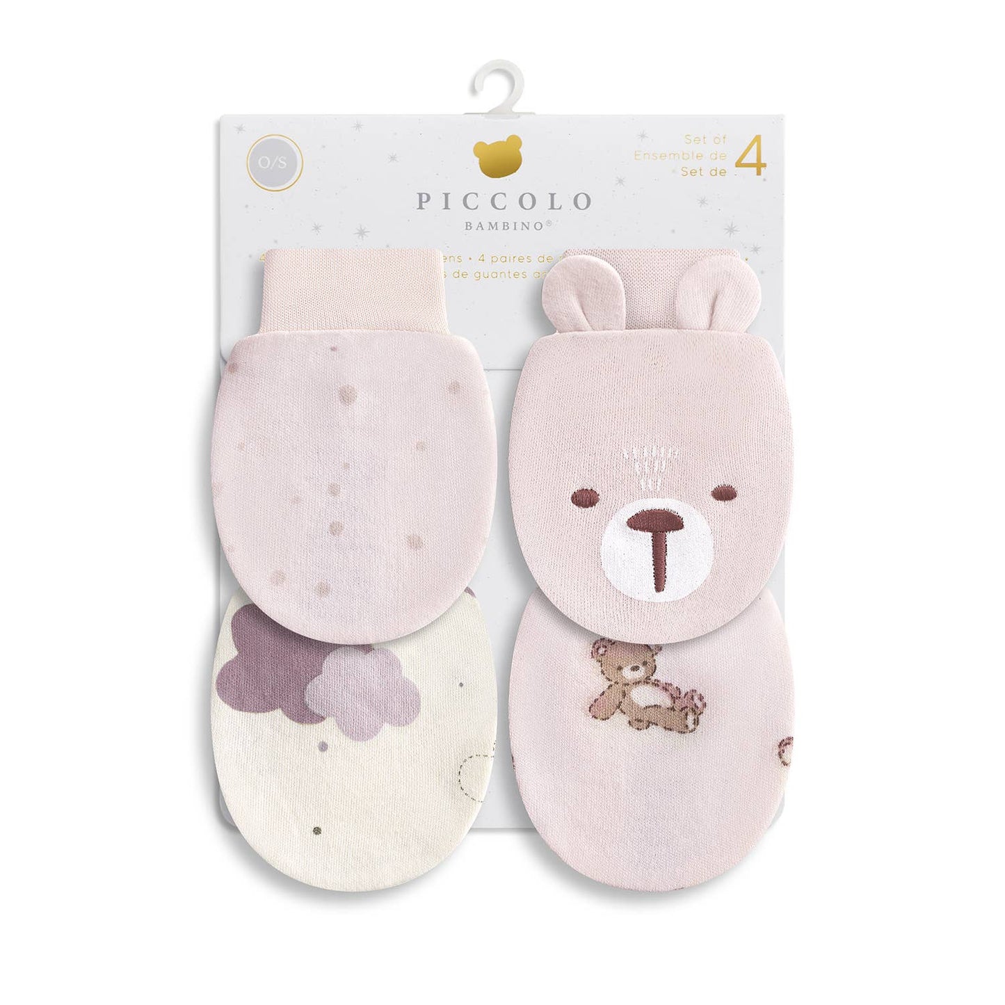 4PK Anti-Scratch Mittens : White