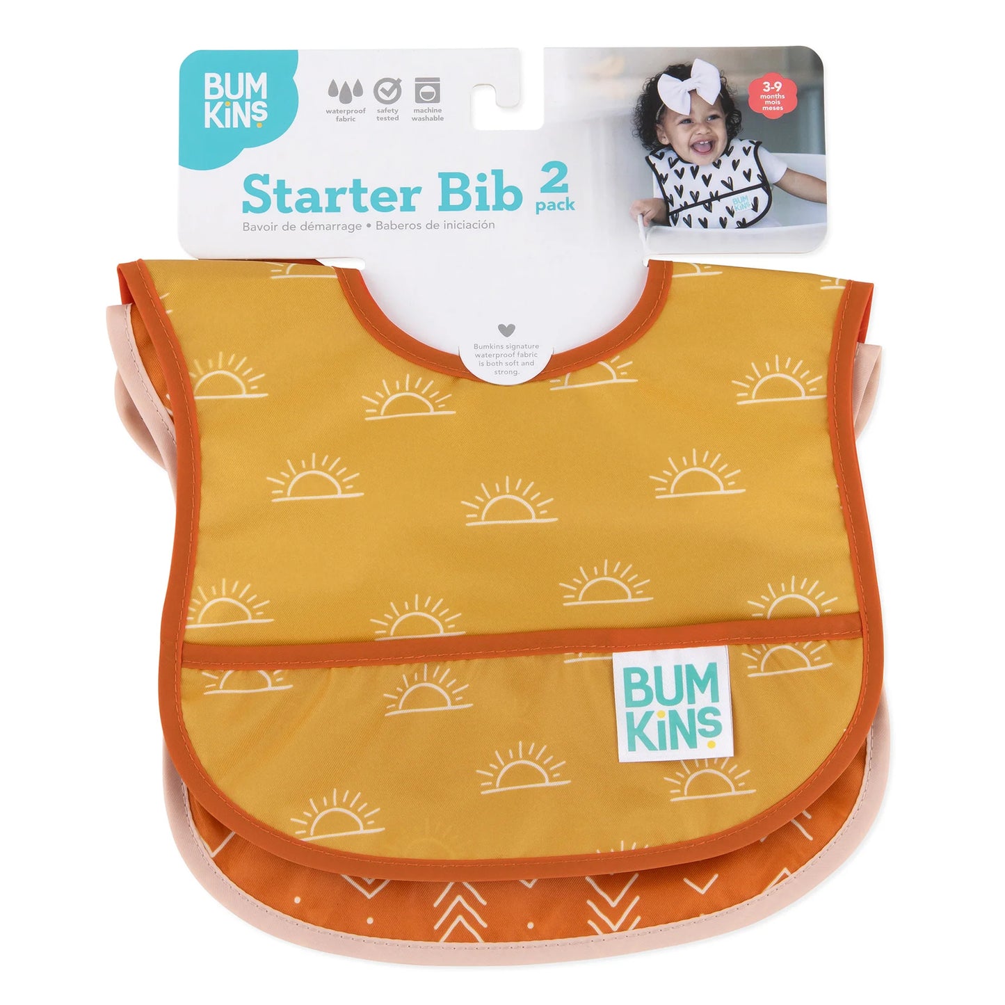 BUMKINS Starter Bib 2PK - Sunshine/Grounded