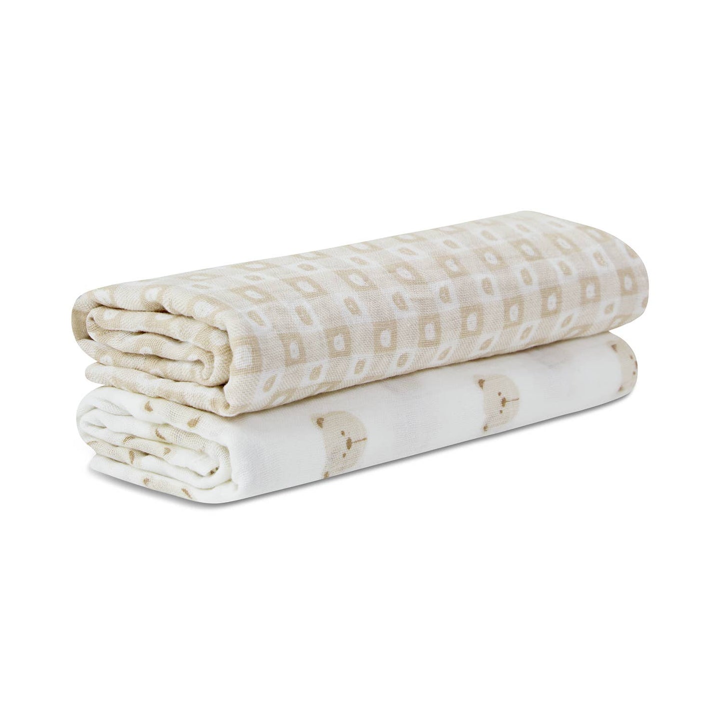 2PC Pack Muslin Swaddles 36" X 40": Beige