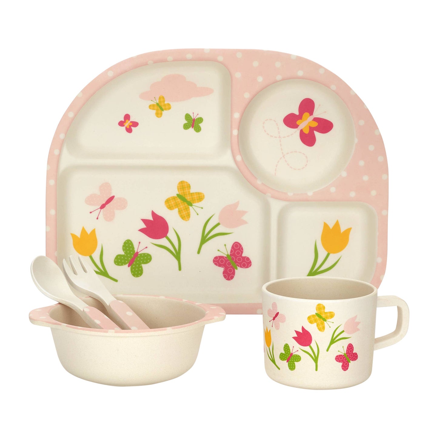 My Funkins Five Piece Bamboo Dish Set for Kids - Butterflies