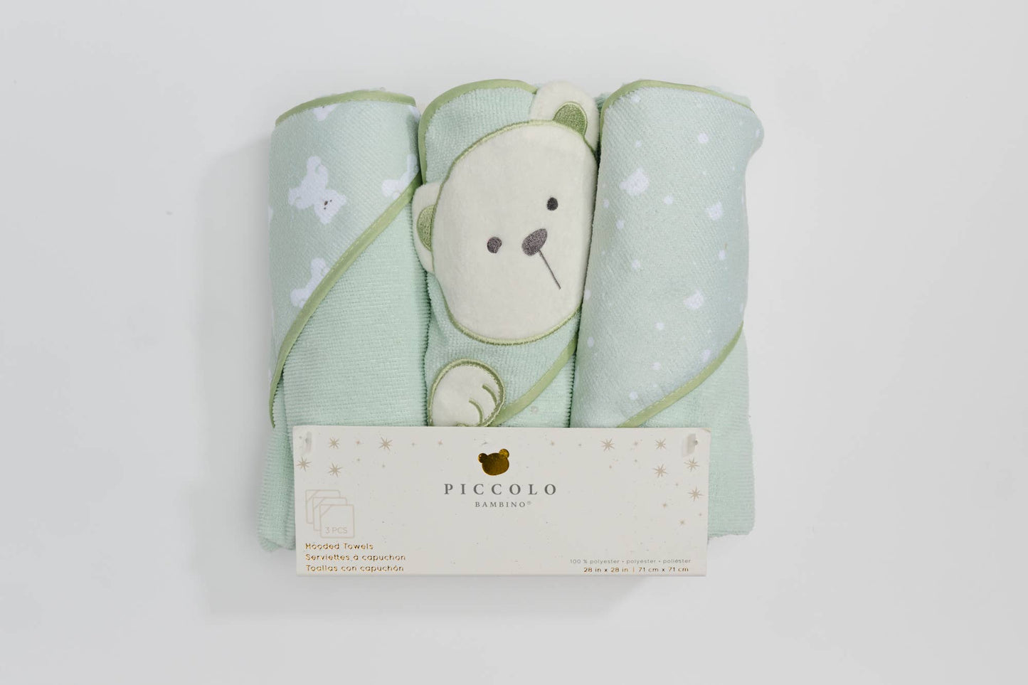 3 Pack Hooded Towels One Size |  28" X 28": Green