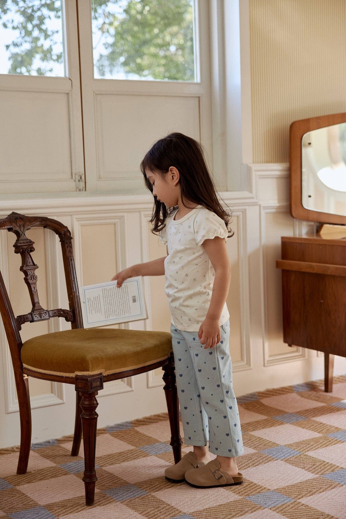 Norsu Organic Girl Flare Everyday Pant-Blue Hearts