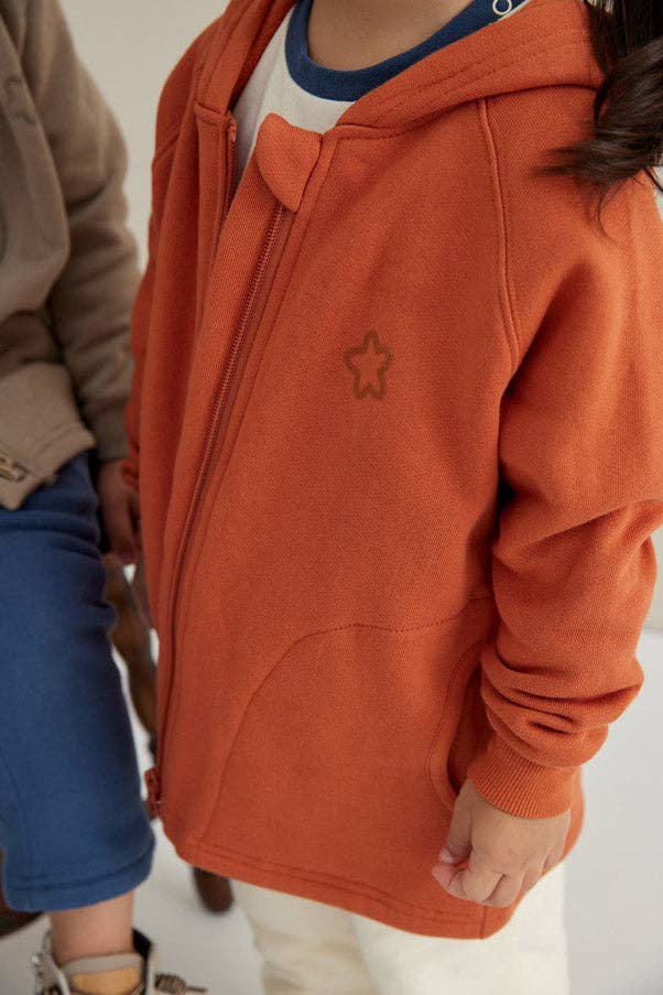 NORSU Organic Fleece Hooded Jacket-Rust