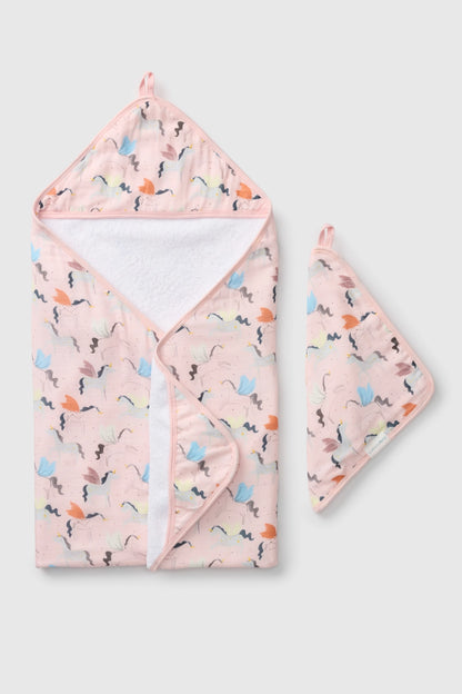 Loulou Lollipop Hooded Towel Set in Unicorn Ballet - product photo
