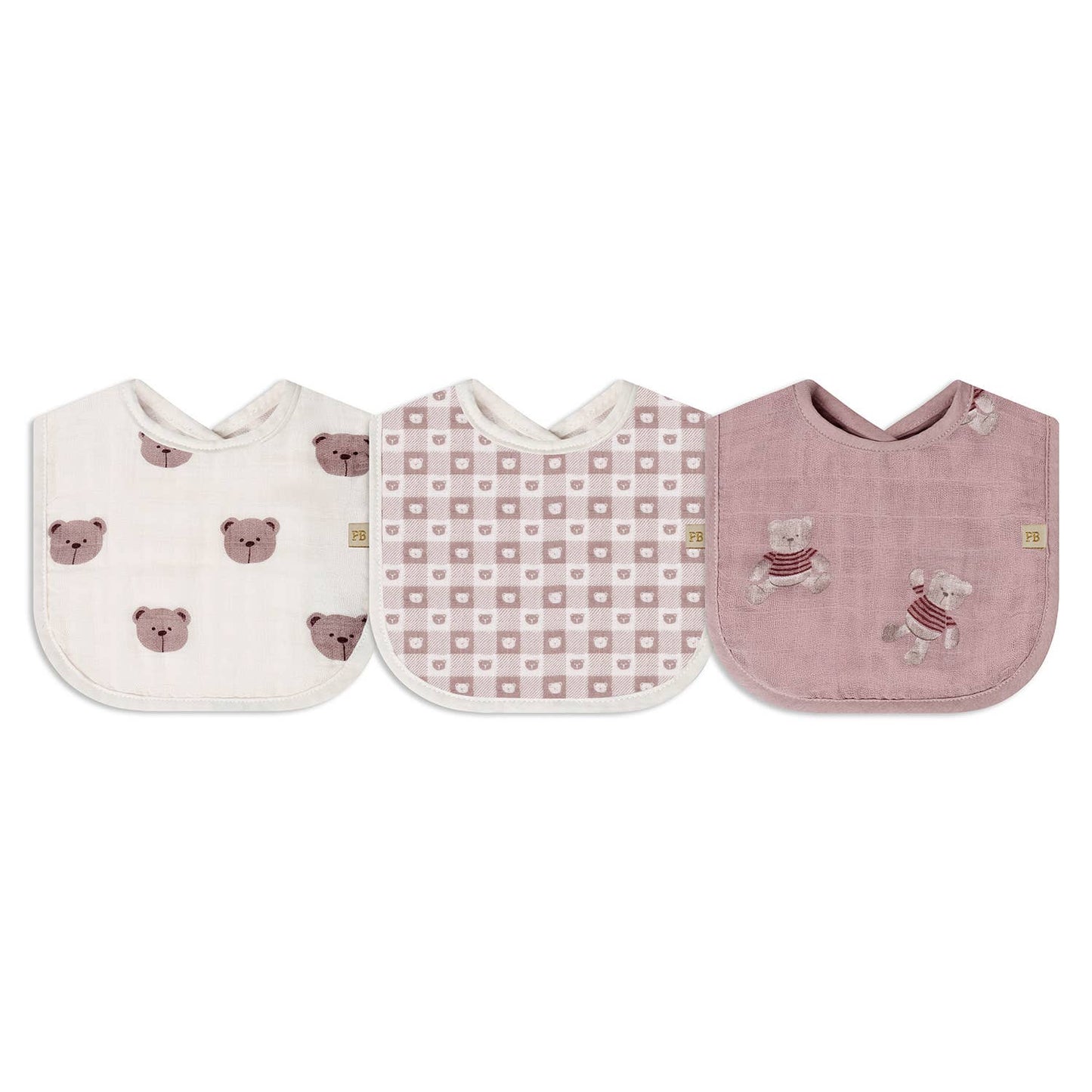 3 Pc Pack Muslin Bibs One Size : Blue