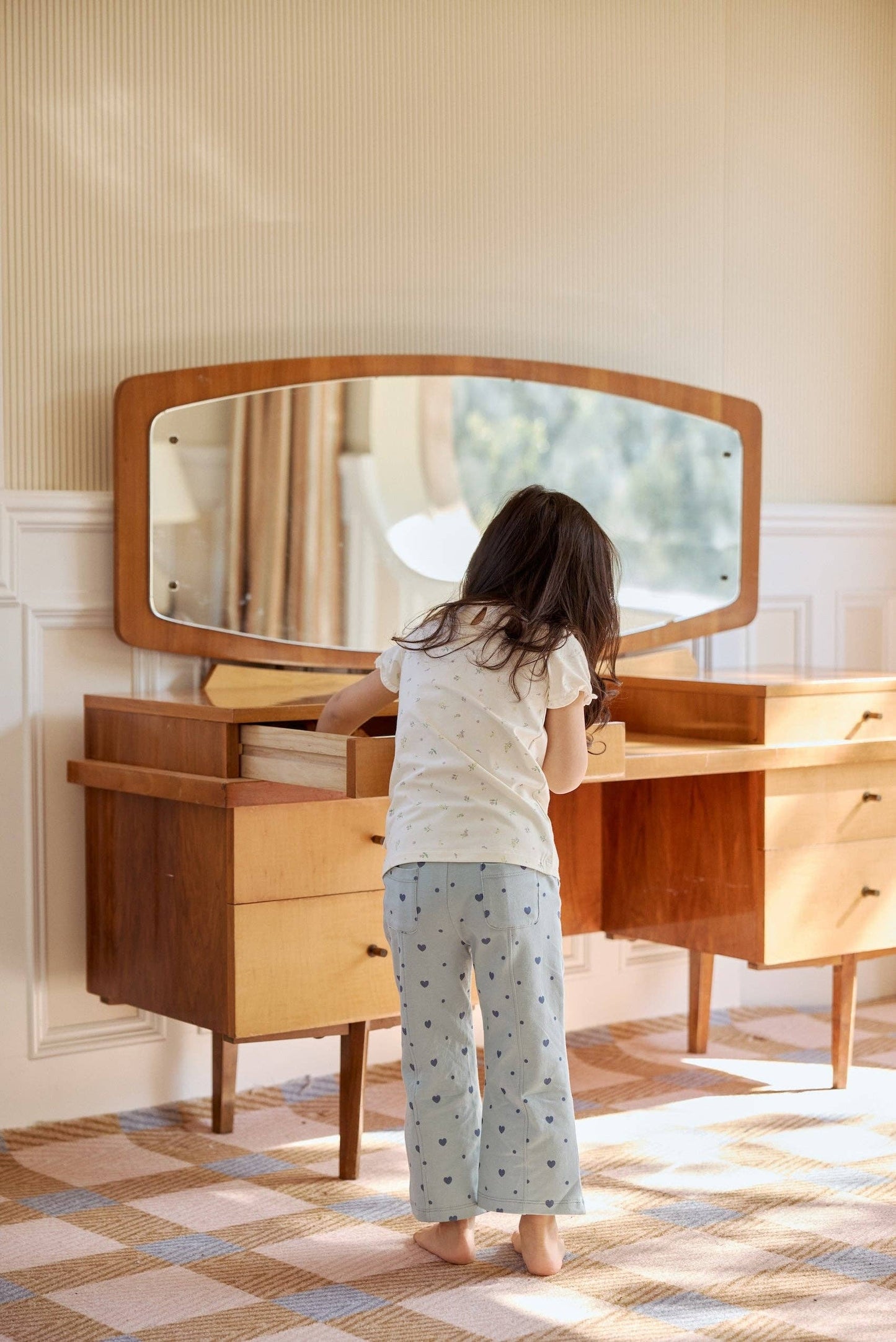 Norsu Organic Girl Flare Everyday Pant-Blue Hearts